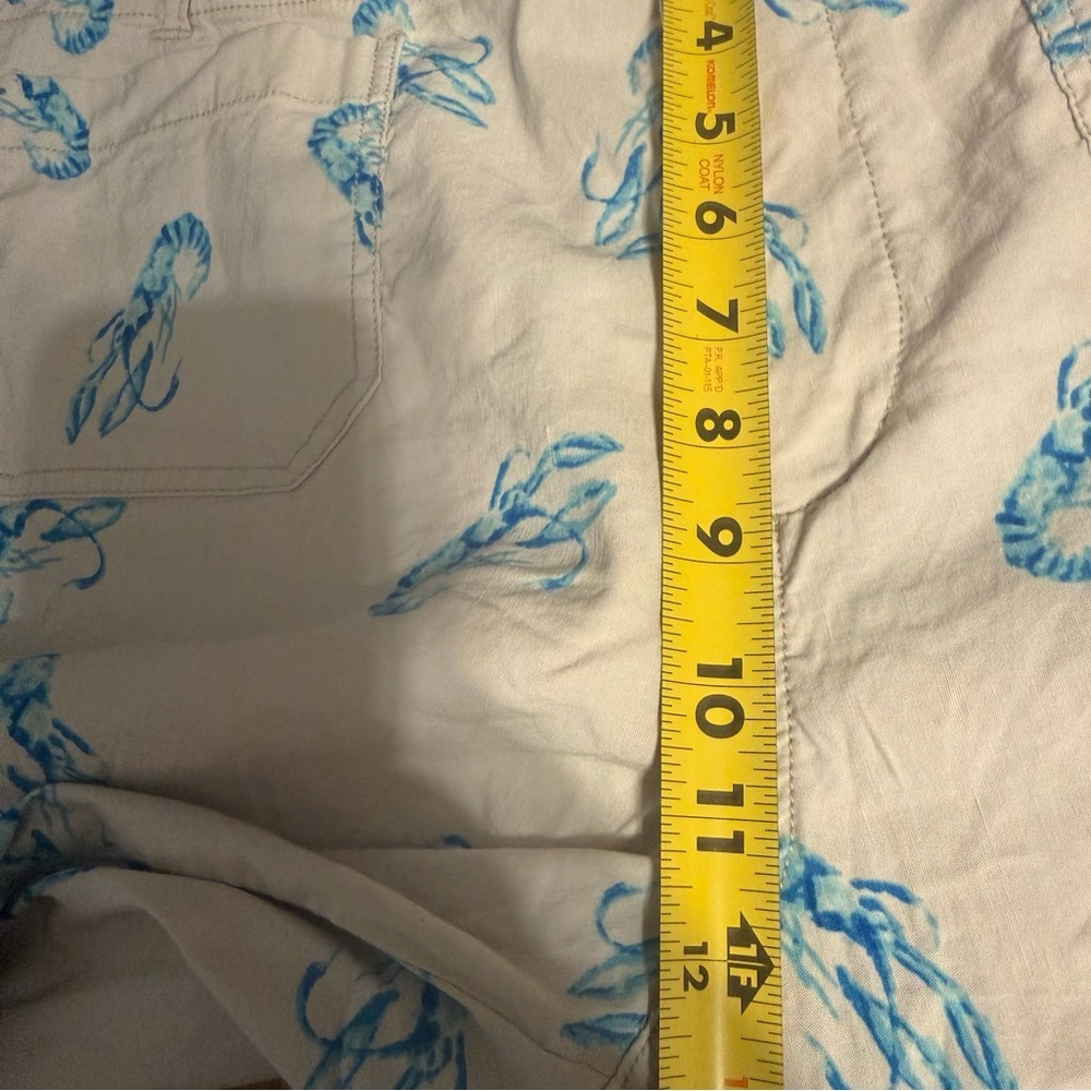 Maeve Anthropologie Colette Cropped Wide Leg Ivory Pants Blue Lobster Print 16W - Picture 14 of 15
